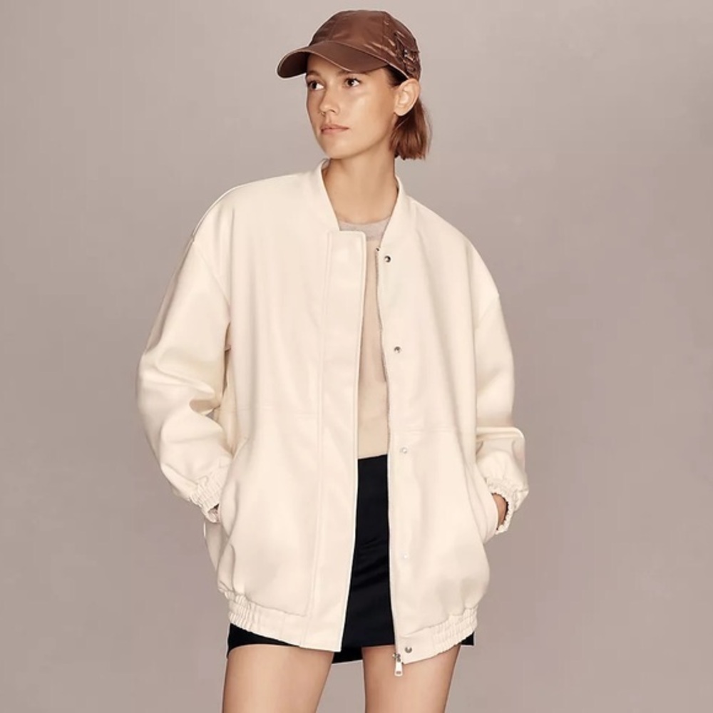 Maeve Anthropologie Oversized Faux Leather Bomber Jacket Med petite (read)